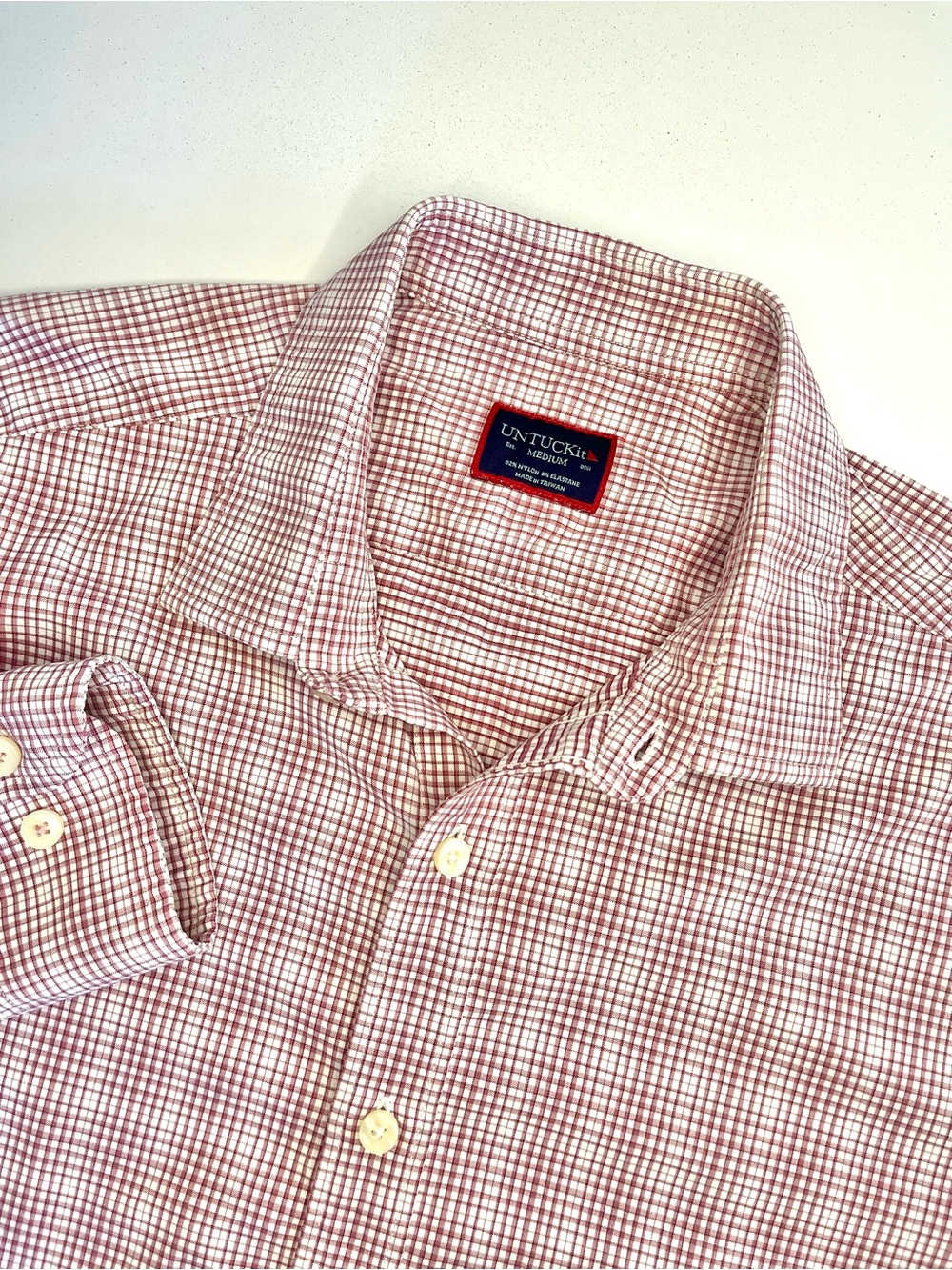 UNTUCKit Mens M Red Plaid Performance Stretch Button Down Shirt Long Sleeve